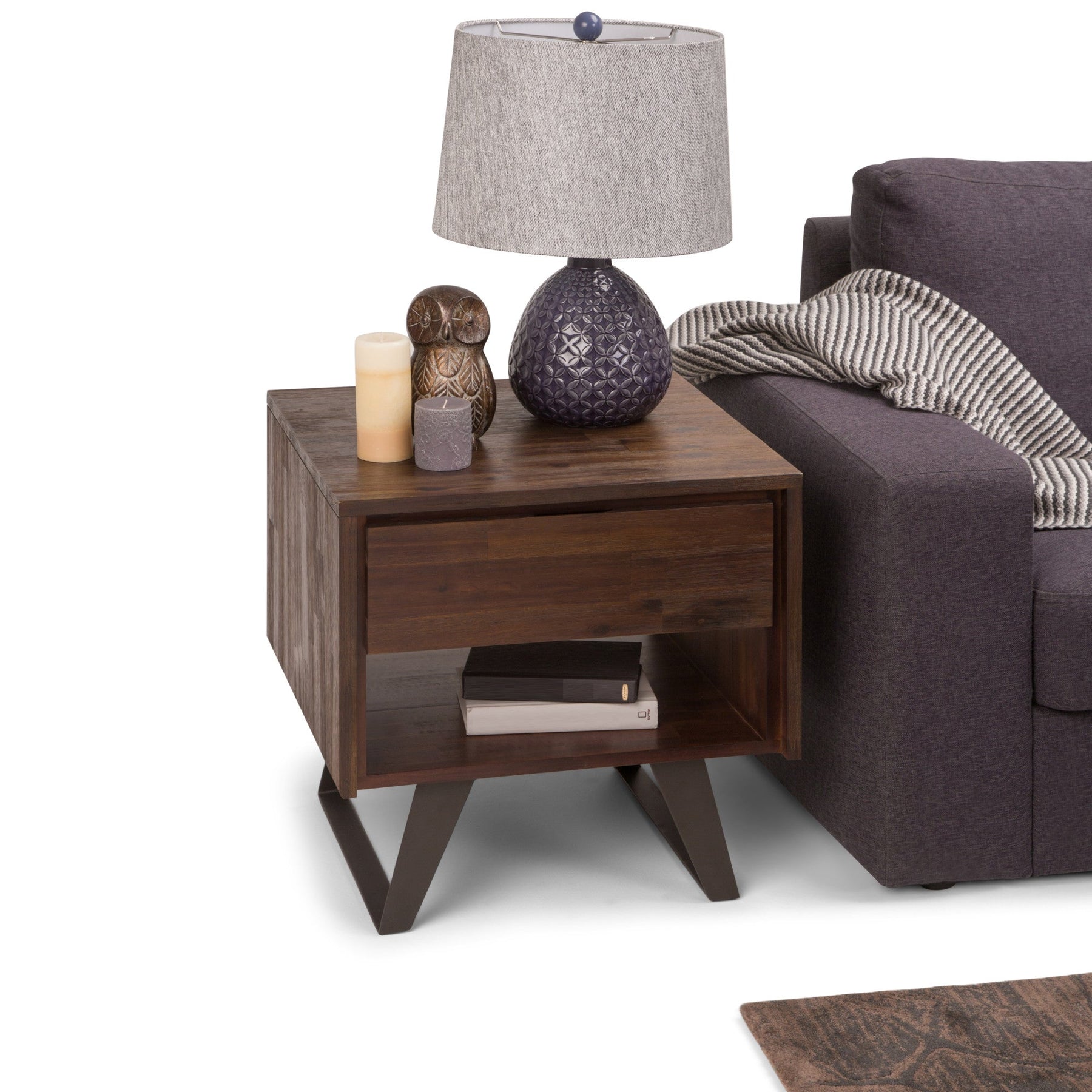 Distressed Charcoal Brown | Lowry End Table