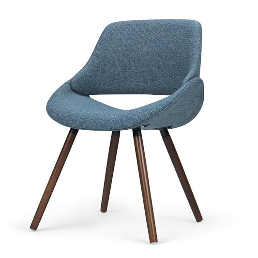 Denim Blue Natural | Malden Bentwood Dining Chair in Grey Woven Fabric
