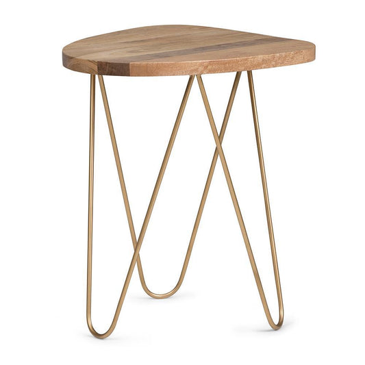 Patrice Metal/Wood Accent Table in Natural and Gold
