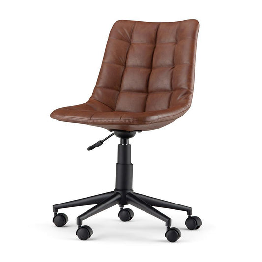 Distressed Cognac Distressed Vegan Leather | Chambers Swivel Office Chair