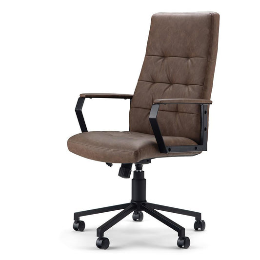 Distressed Brown Distressed Vegan Leather | Foley Swivel Office Chair