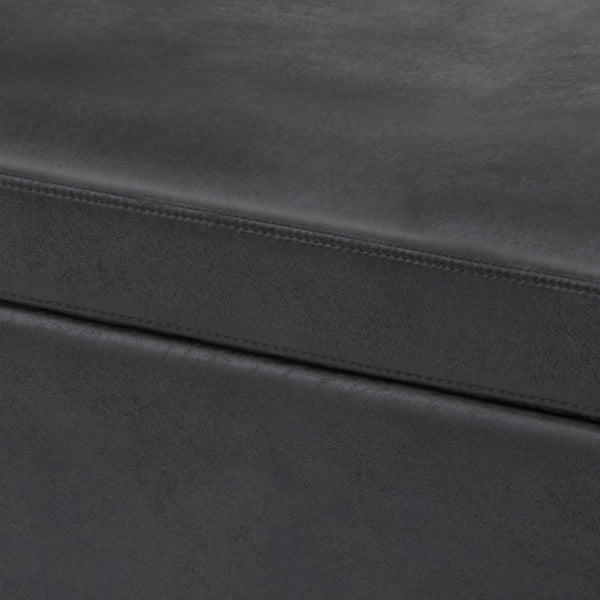 Distressed Black Distressed Vegan Leather | Owen Small Rectangular Storage Ottoman
