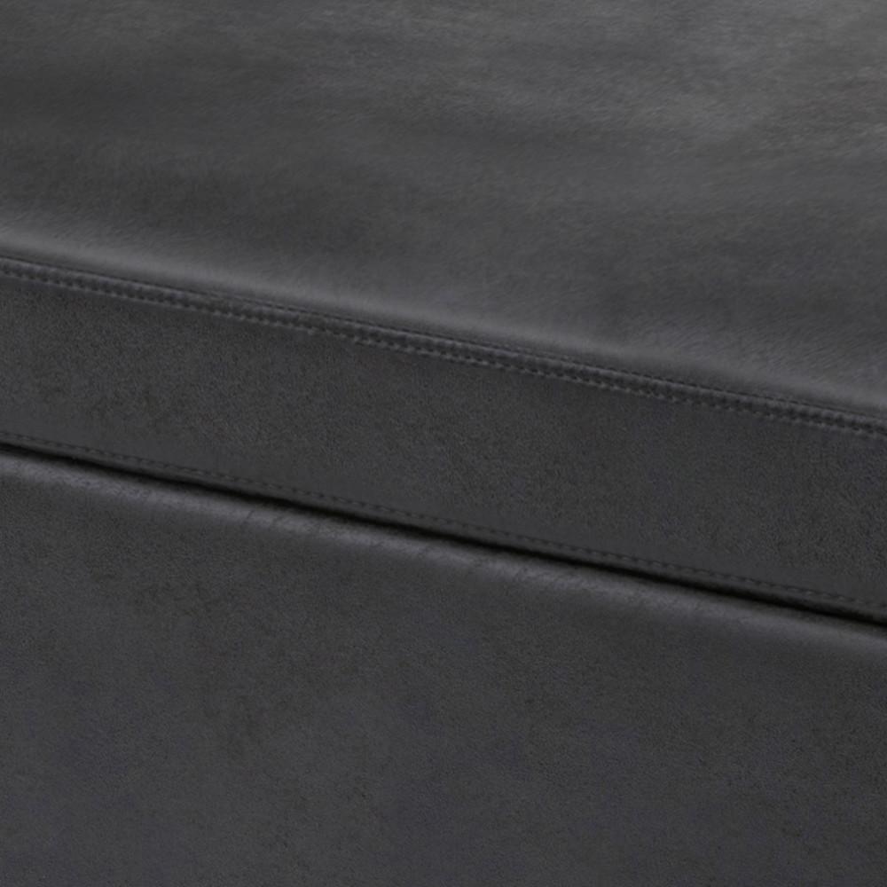 Distressed Black Distressed Vegan Leather | Owen Small Rectangular Storage Ottoman