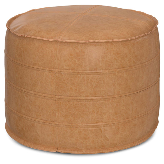 Distressed Brown | Brody 20 Inch Round Pouf