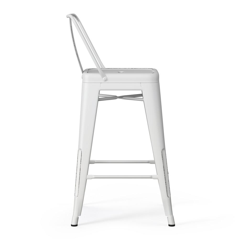 Distressed White | Rayne 24 inch Metal Counter Height Stool