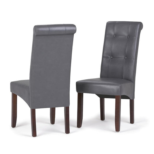 Stone Grey Vegan Leather | Cosmopolitan Deluxe Tufted Parson Chair (Set of 2)